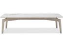 Aurora 54-Inch Rectangular Coffee Table with Vasta Stone Top and Teak Base