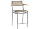 Equinox Counter Stool with Teak Arms Titanium Sling