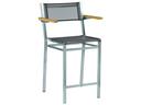 Equinox Counter Stool with Natural Teak Arms and Platinum Textilene Sling