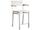 Equinox Counter Stool Natural Teak Arms Pearl Textilene Sling