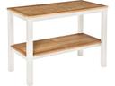 Aura Serving Table with Teak Top in Arctic White