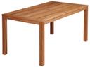 Linear 59 Inch Rectangular Dining Table with Umbrella Hole in Natural Teak