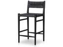 Grass Roots Lomas Teak Wicker Counter Stool in Vintage Coal Black