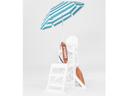 Frankford Outdoor Umbrellas Lifeguard Hexagon Push Button Tilt Outdoor Umbrella - Fiberglass Ribs - Striped Fabric