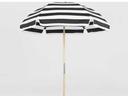 Frankford Avalon Fiberglass Beach 6.5 Foot Hexagon Manual Lift Outdoor Umbrella - Special Order Striped Fabric