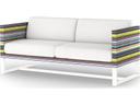 Stripe 65-Inch Aluminum Loveseat with Sunbrella Cushions in White