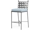 Provence Wrought Iron Bar Stool with Cushion in Century Pewter