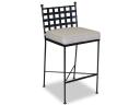 Provence Wrought Iron Outdoor Bar Stool with Sunbrella Canvas Flax Cushion