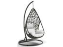 Bravo Grey Wicker and Aluminum Egg Swing with White Cushions