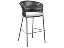 Bar Black Steel Cushion Side Stationary Patio Stool Set of 2