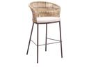 Bar Natural Steel Cushion Side Stationary Stool Set of 2