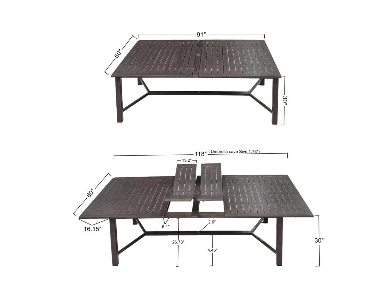 Darlee Outdoor Living Atlantis 11-Piece Walnut Aluminum Extension
