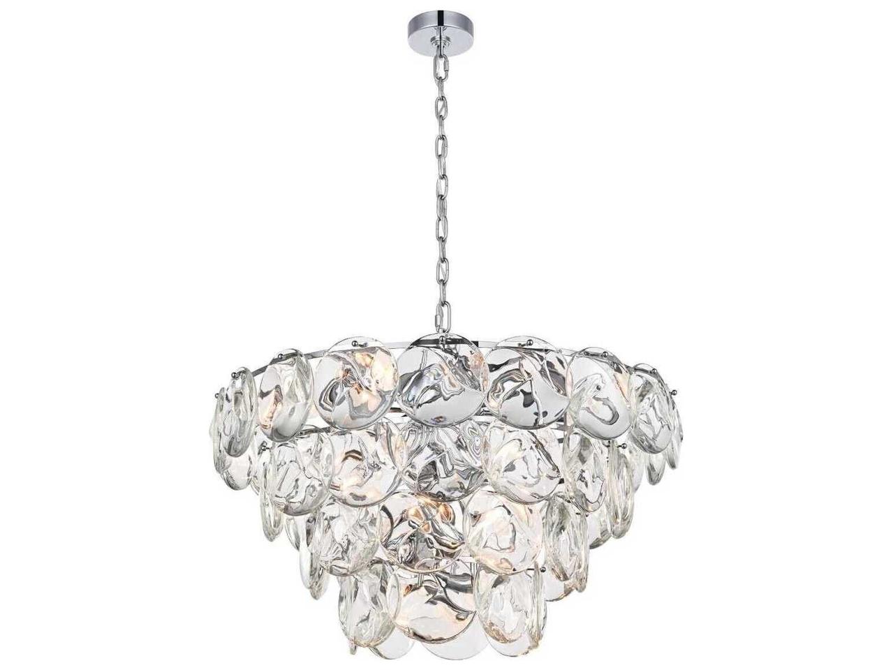 Elegant Lighting Charlotte 21-Light Chrome Clear Tiered Chandelier ...