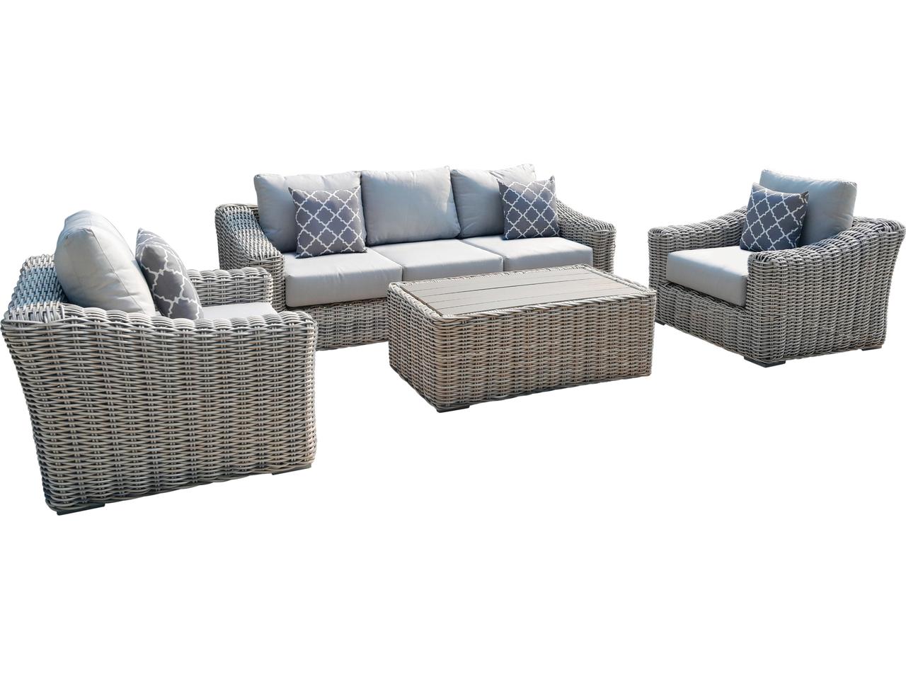 Teva Hawaii 4-Piece Sofa Set with Gray Olefin Cushions | PatioLiving