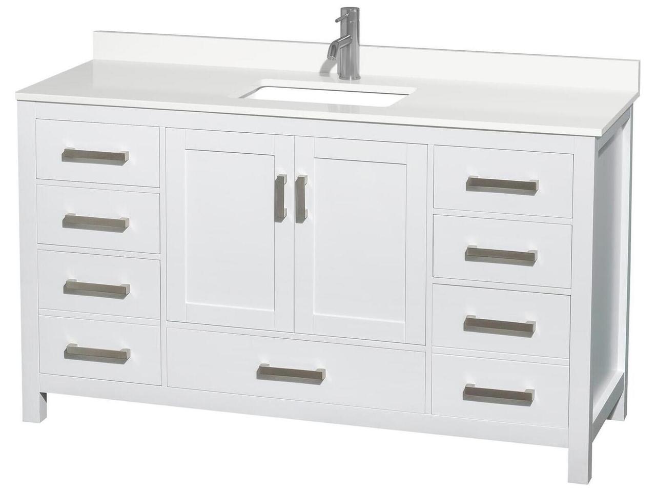 Wyndham Collection Sheffield 60-Inch Single Bathroom Vanity Set | LuxeDecor