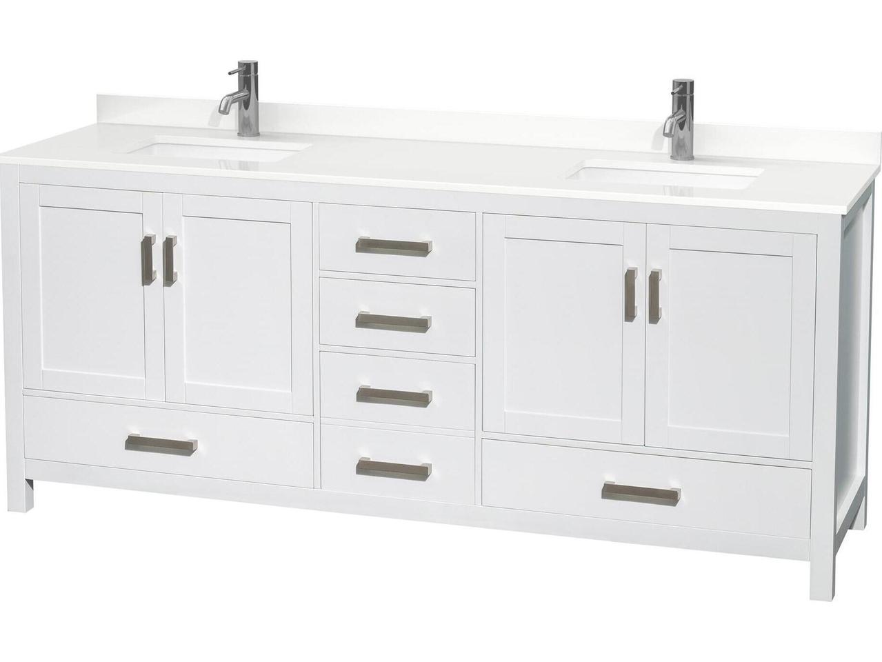 Wyndham Collection Sheffield Double Bathroom Vanity Set — Freestanding ...
