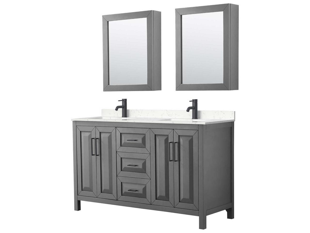 Wyndham Collection Daria 60 Dark Gray Vanity with Medicine Cabinet ...