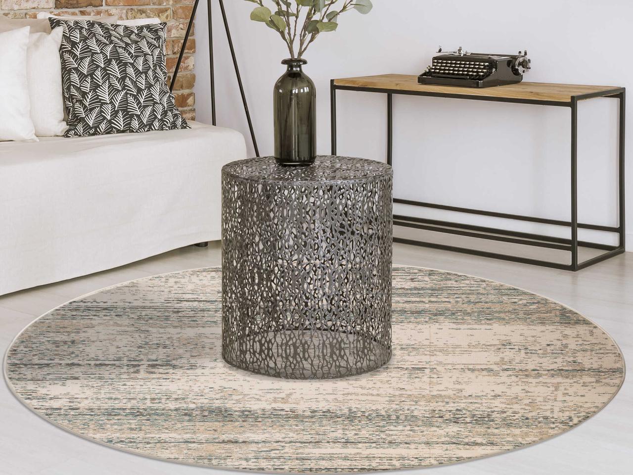 Amer Rugs Alpine Abstract Round Area Rug — Ivory Polypropylene 7'10 ...