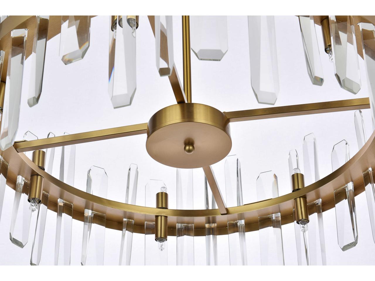 Elegant Lighting Serena 14-Light Crystal Pendant — Satin Gold Modern ...