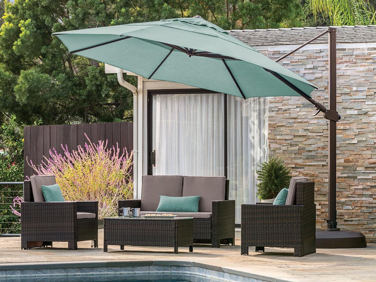 garden treasures patio umbrella yjaf 819d Treasure 8x10 ft Outdoor (Rectangular, High-Perf sunny days Treasure Garden 9' Auto Tilt
