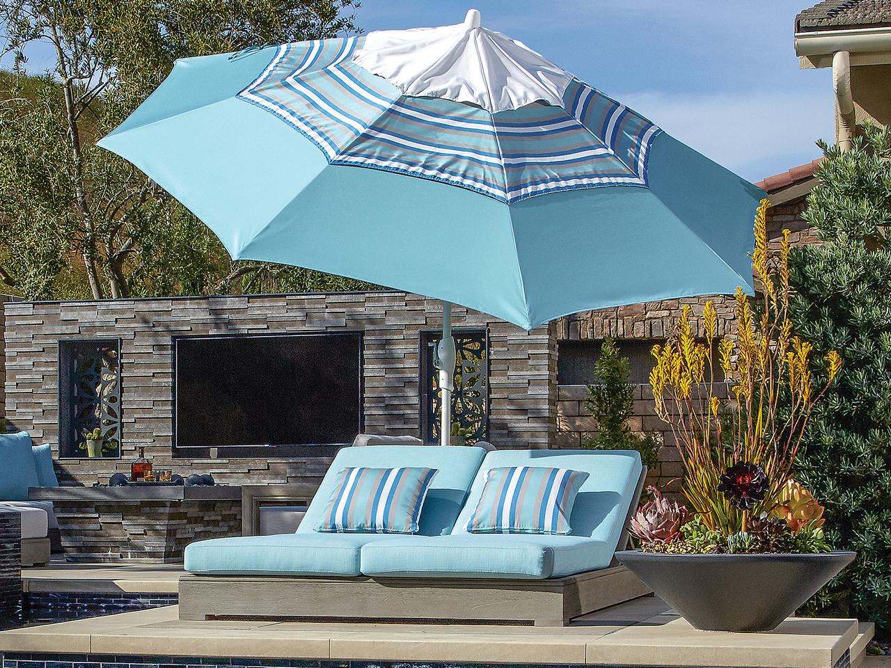 garden reflections 11' round patio umbrella with tilt and cover 10 / 11 ft Offset Umbrellas Experience optimal shading in your outdoor living space with our 11 Aqua Crank And Tilt Round