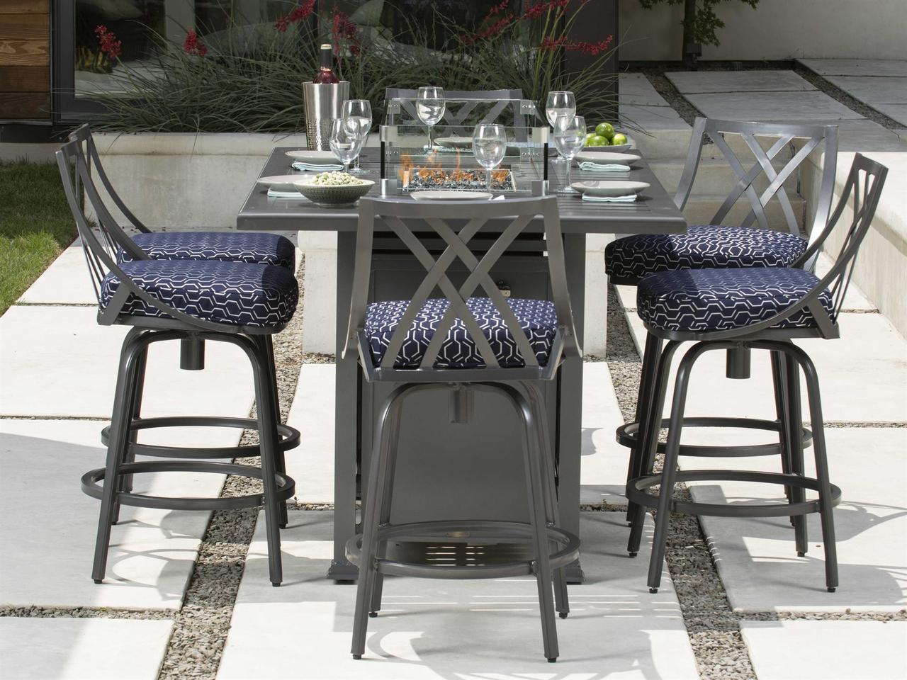 Pasa Table Mallin Pasa Robles Aluminum Rectangular Counter Height Fire Pit Table ...