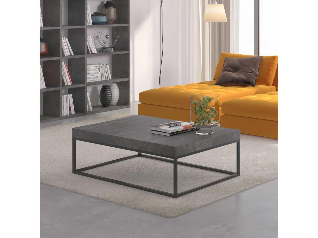 TEMA Petra コンクリート調 センターテーブル ペトラ TemaHome Petra Rectangular Coffee Table — Faux Concrete Look Top