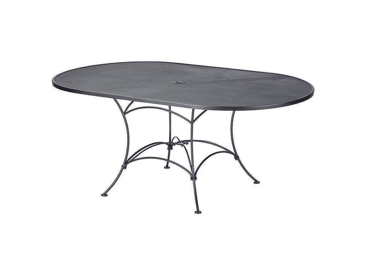 http southnext.us wrought-iron-patio-tables-with-umbrella-hole.html MIXPATIO Patio Round Table w/Umbrella Hole, Metal Table for 6, Black Woodard Add a tint of classical elegance to your outdoors with the Woodard premium mesh top round umbrella dining table Woodard Wrought Iron Mesh Square