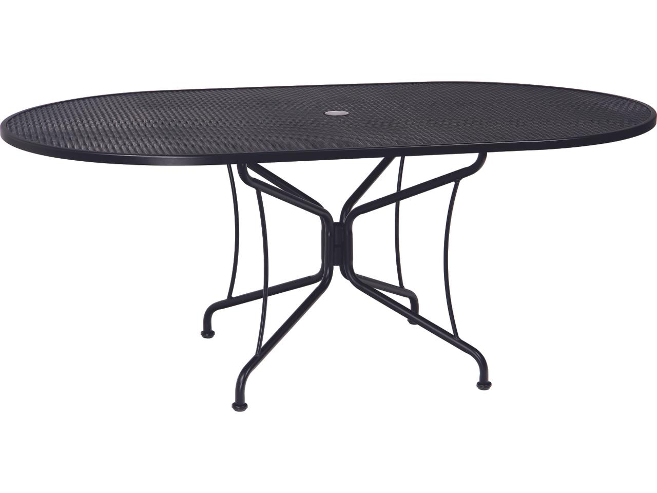 http southnext.us wrought-iron-patio-tables-with-umbrella-hole.html MIXPATIO Patio Round Table w/Umbrella Hole, Metal Table for 6, Black Woodard Add a tint of classical elegance to your outdoors with the Woodard premium mesh top round umbrella dining table Woodard Wrought Iron Mesh Square