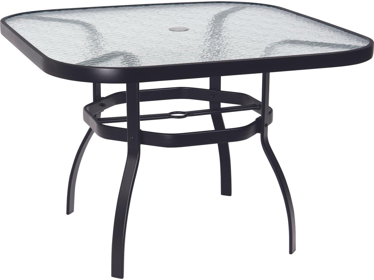 glass top patio table with umbrella BIQWBIC 32" with Hole, Round Outdoor Dining Table Bistro Table with Table Top, All Weather Small Outdoor Table for Pool, Lawn, Backyard, Balcony : Patio the color is neutral to complement most existing furniture Lloyd Flanders Grand Traverse 48"