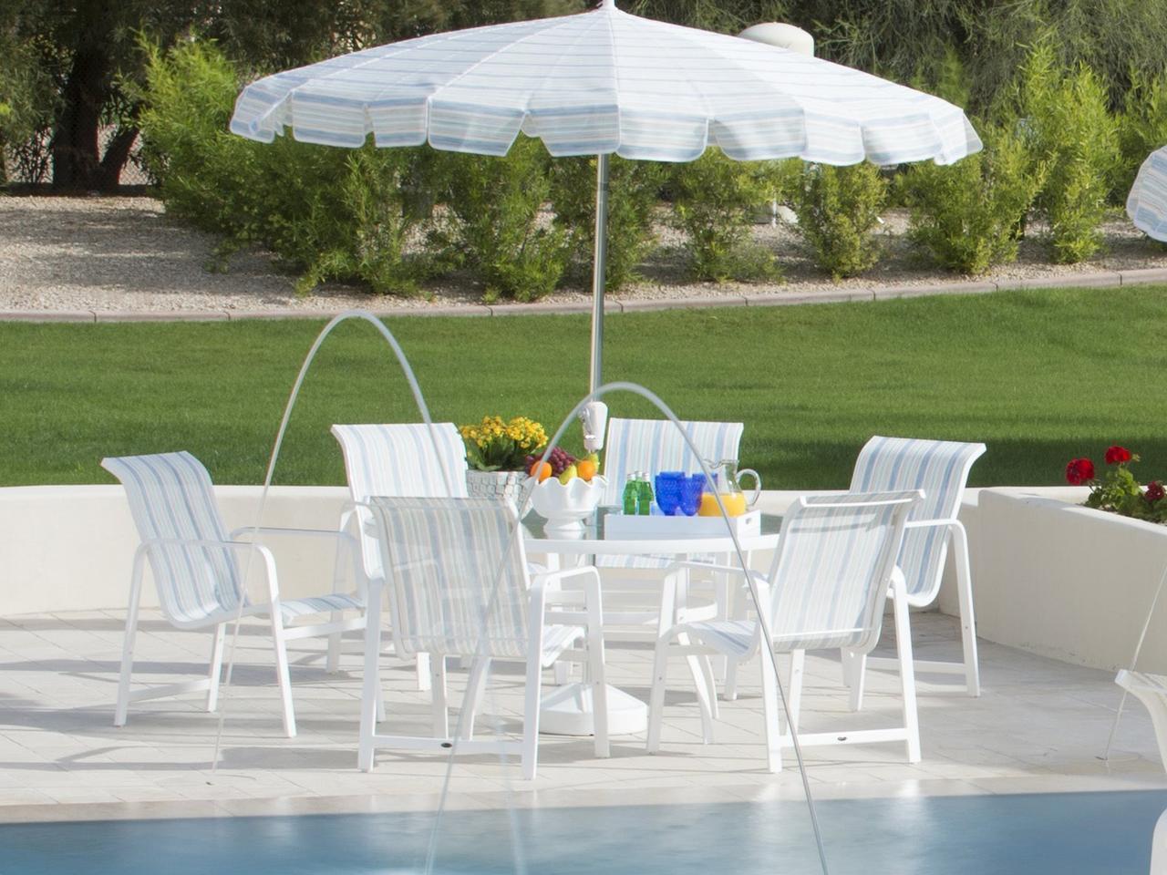 glass patio table with umbrella Square Outdoor Dining Table, Metal Tempered Umb Nuu Garden Dine alfresco in the comfort of your own home with this large rectangular glass patio table Tempered Patio Replacement Glass Table