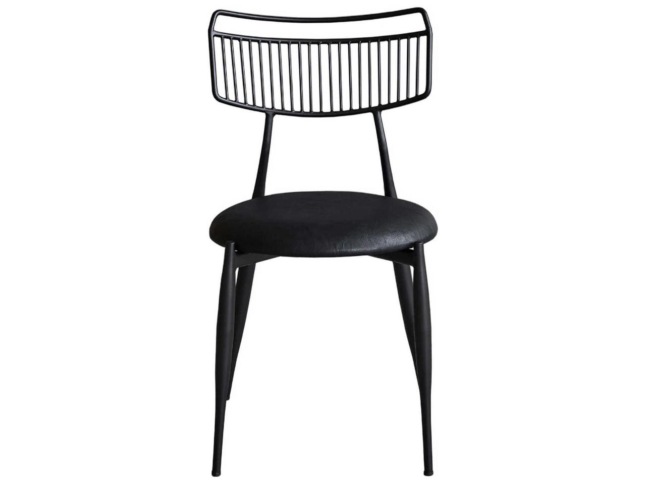 Zentique Madeleine Black Leather Armless Dining Chair | CHMS007-PUB ...