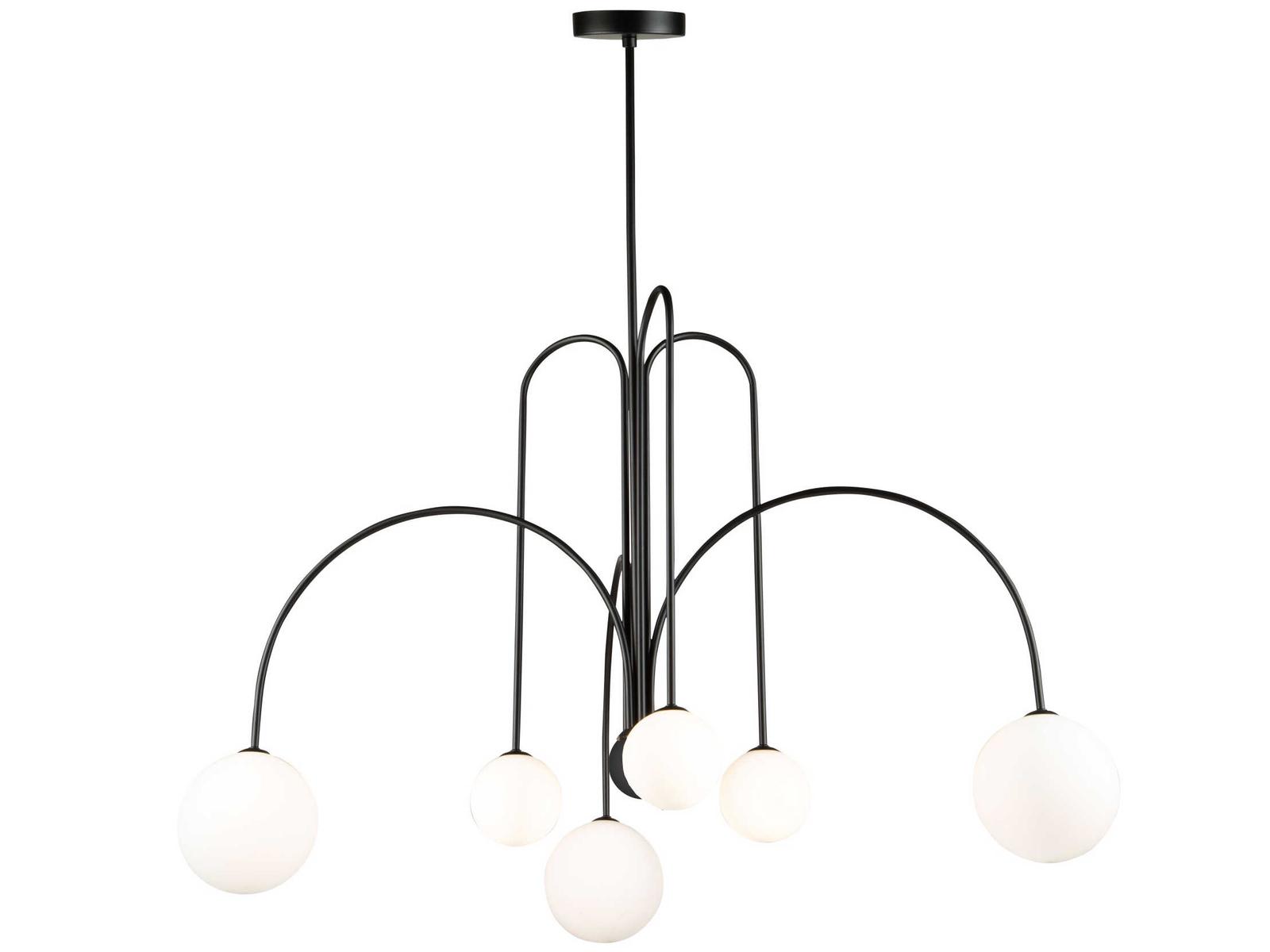 Artcraft Comet 6-Light Semi Matte Black Glass LED Globe Chandelier