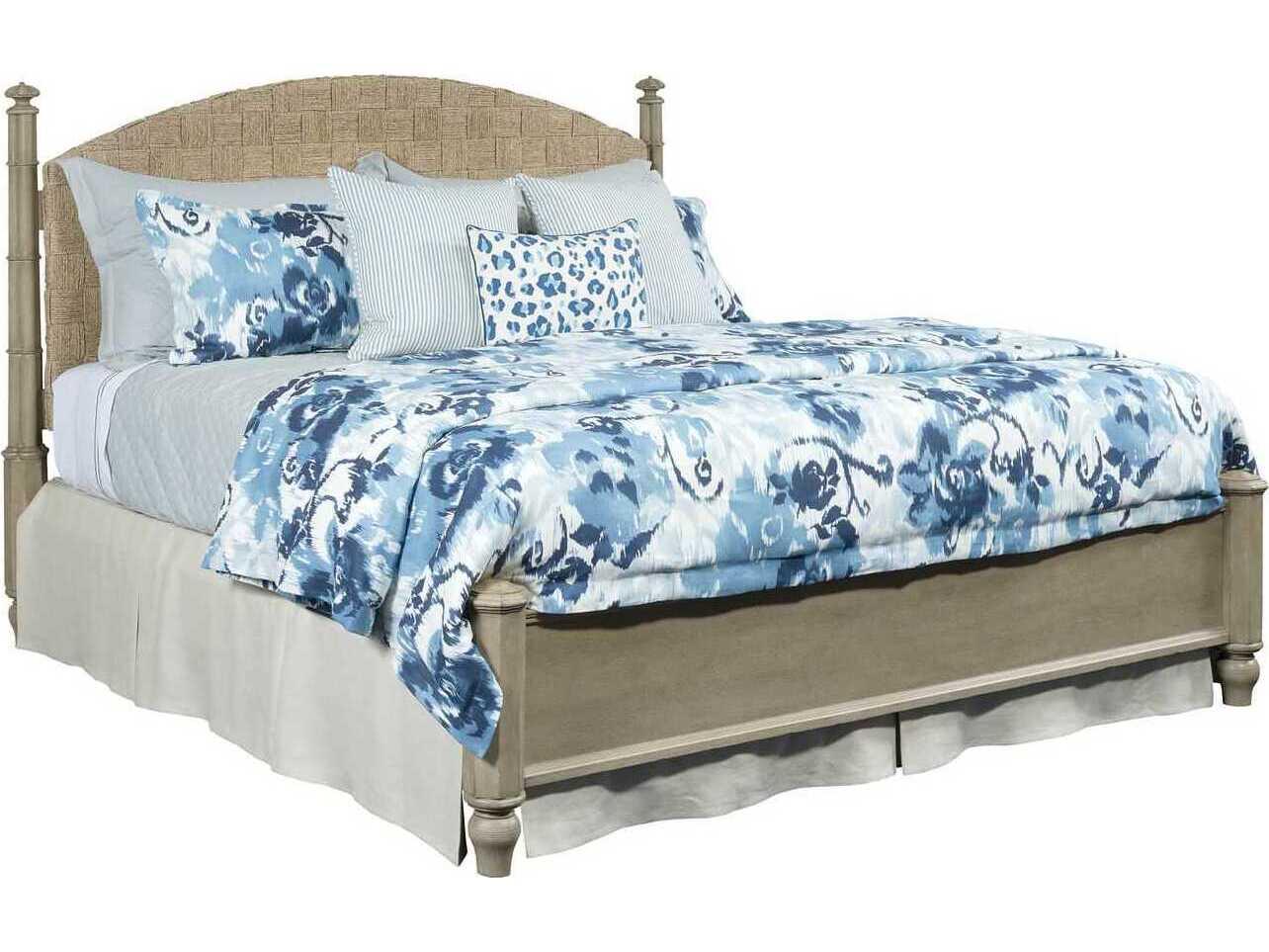 American Drew Litchfield Currituck Tinted Natural Brown Hardwood Wood Queen Poster Bed