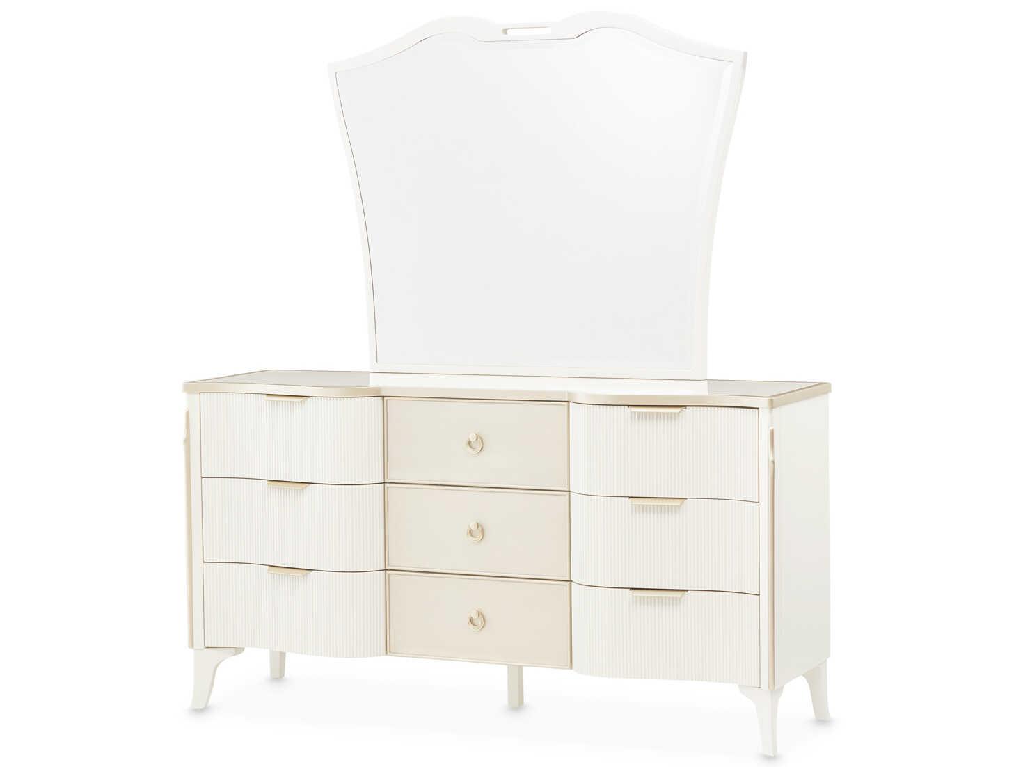 Luxecor Gilded White Poplar Wood Dresser with Mirror