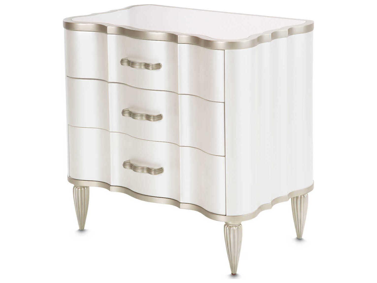 Luxecor Gilded 3-Drawers Silver Poplar Wood Nightstand