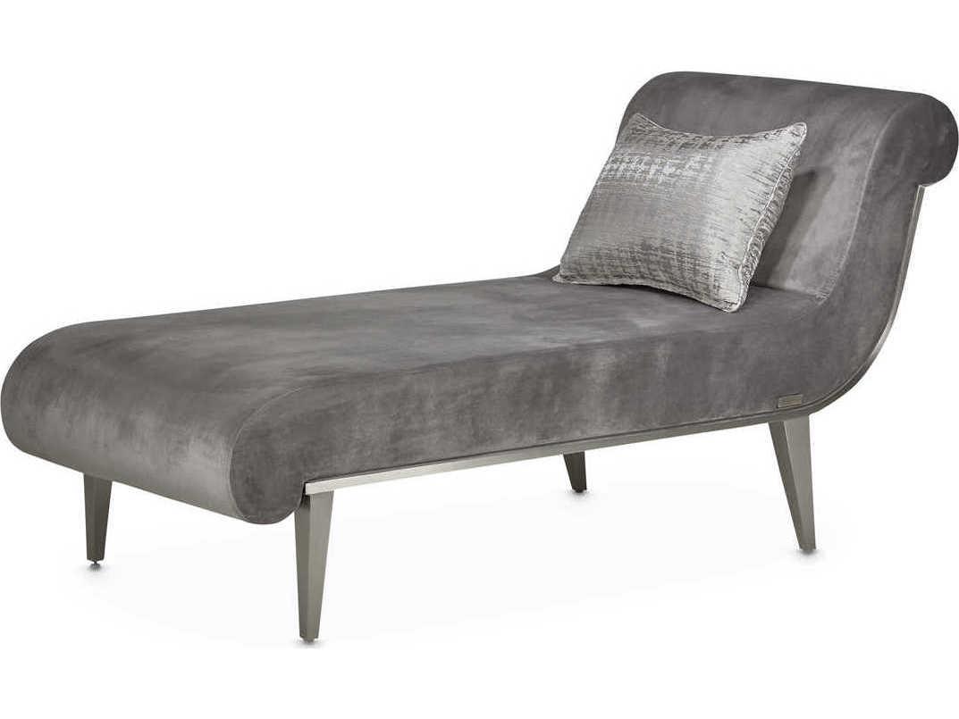 Michael Amini Roxbury Park Gray Pearl Velvet Upholstered Chaise