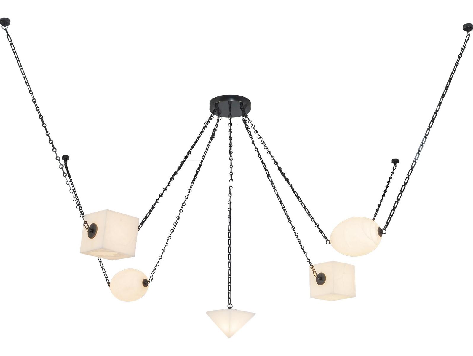 Alora Lighting Mineral Urban Bronze Alabaster Geometric Chandelier