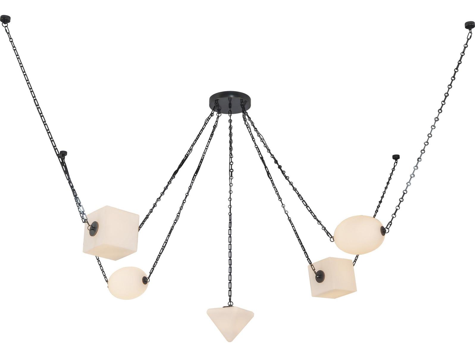 Alora Lighting Mineral Urban Bronze Matte Opal Glass Geometric Chandelier