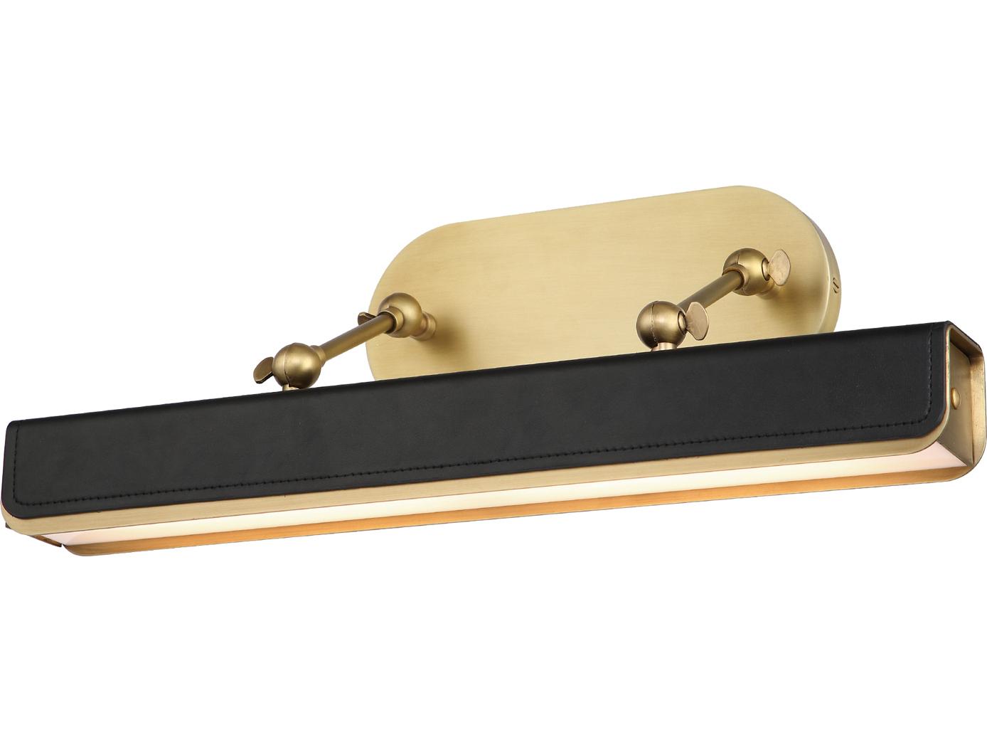 Alora Lighting Valise Vintage Brass Tuxedo Leather Black Picture Light