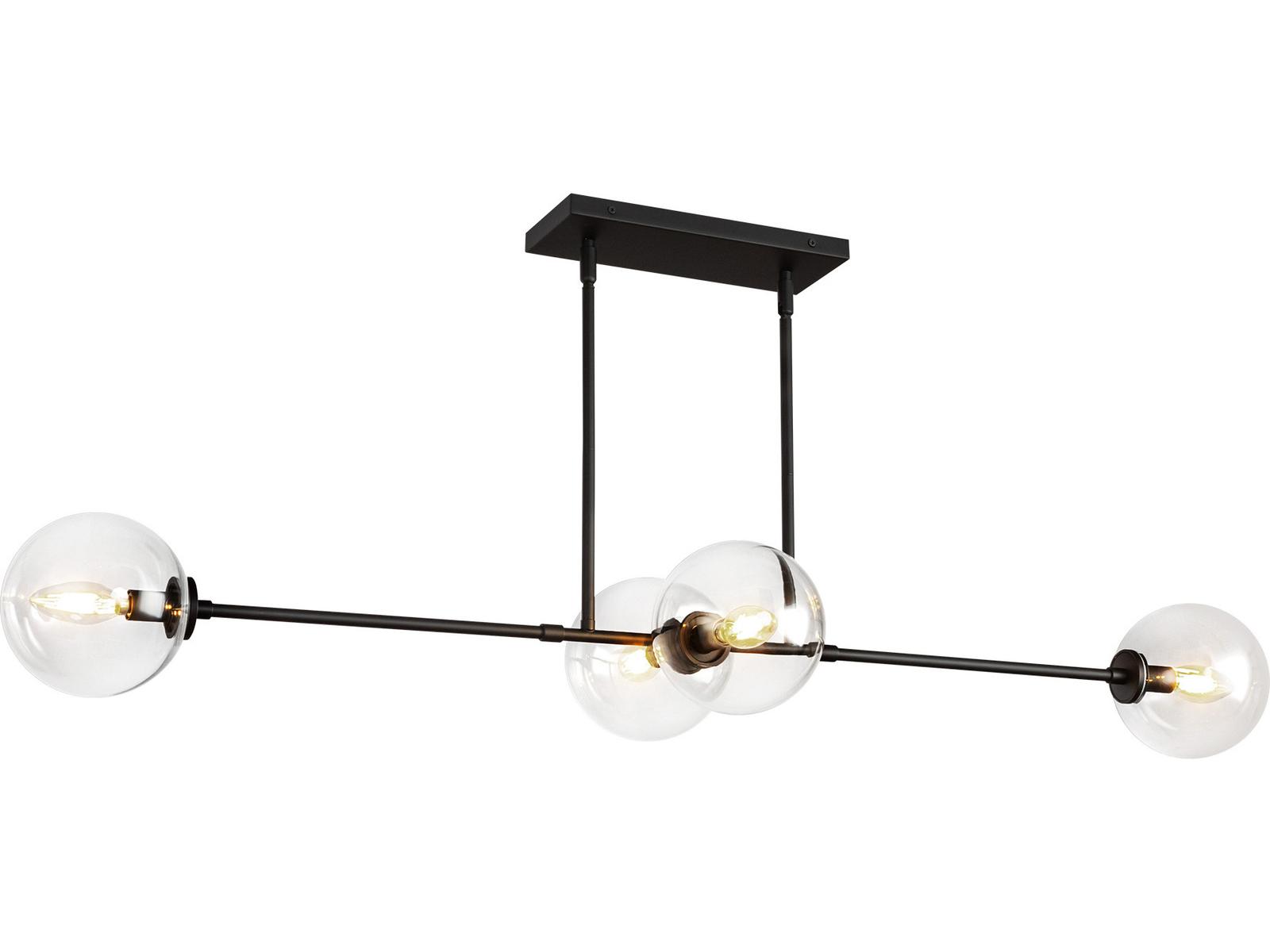 Alora Mood Cassia 4-Light Matte Black Globe Linear Island Pendant