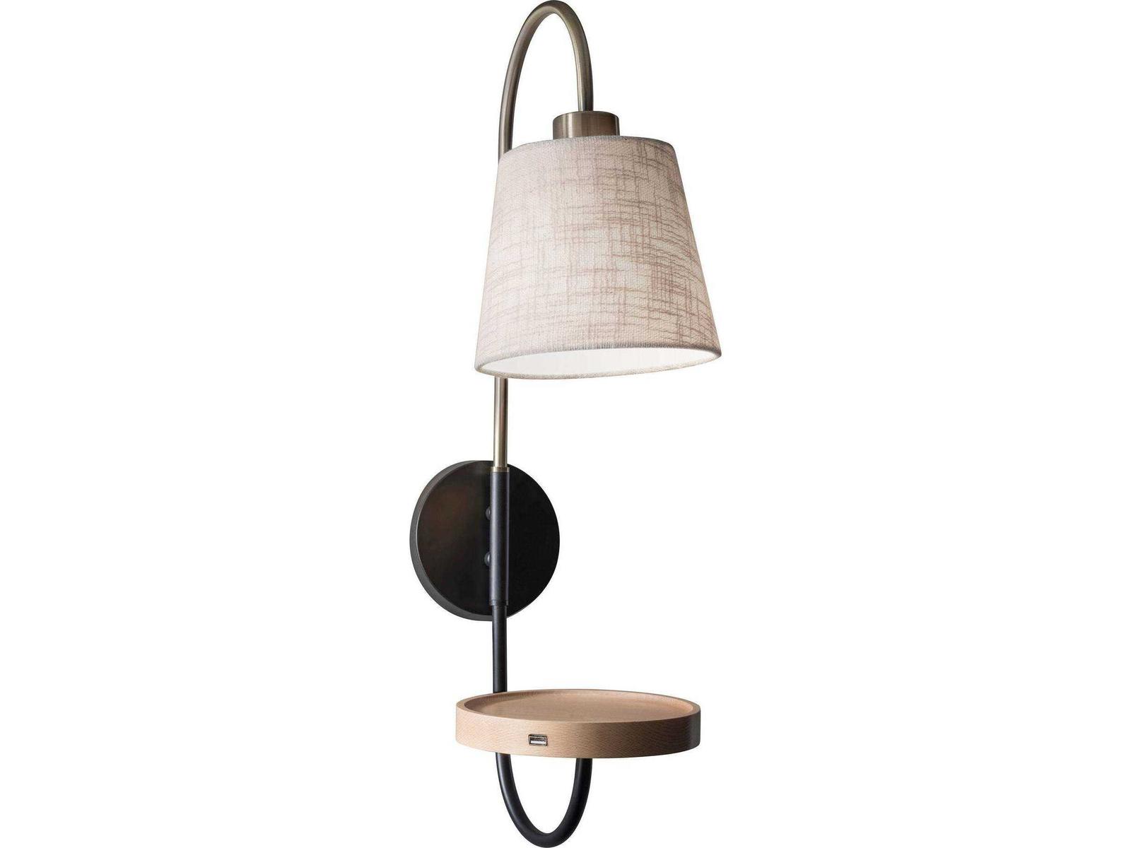 Adesso Jeffrey Black Antique Brass Wall Sconce