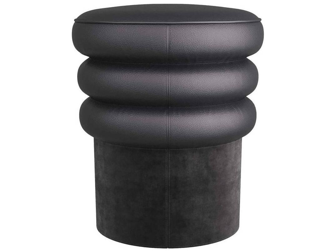 Arteriors Home Rollo Black Leather Ottoman