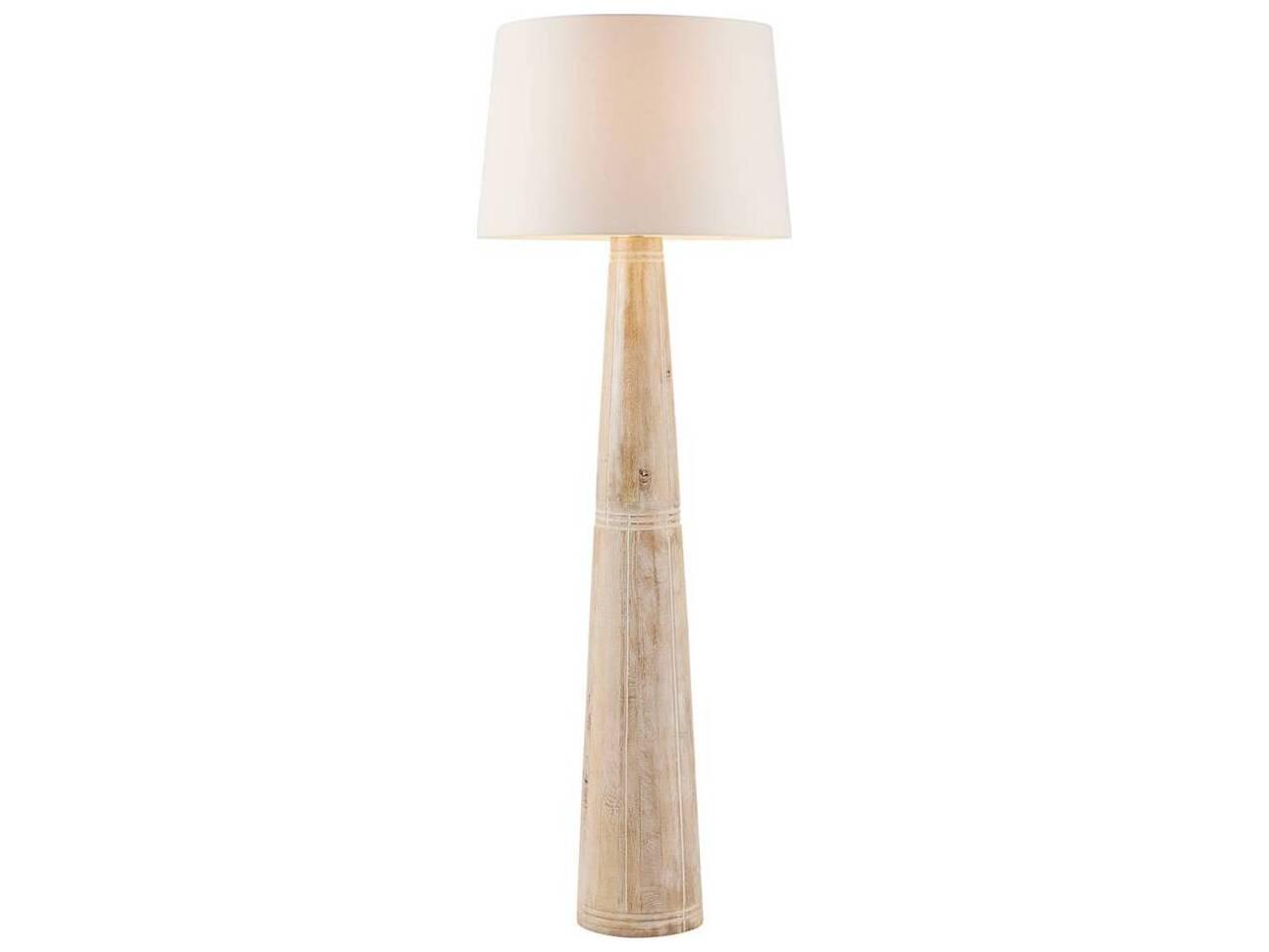 Arteriors Home Elmhurst Whitewashed Polished Nickel Wood Floor Lamp