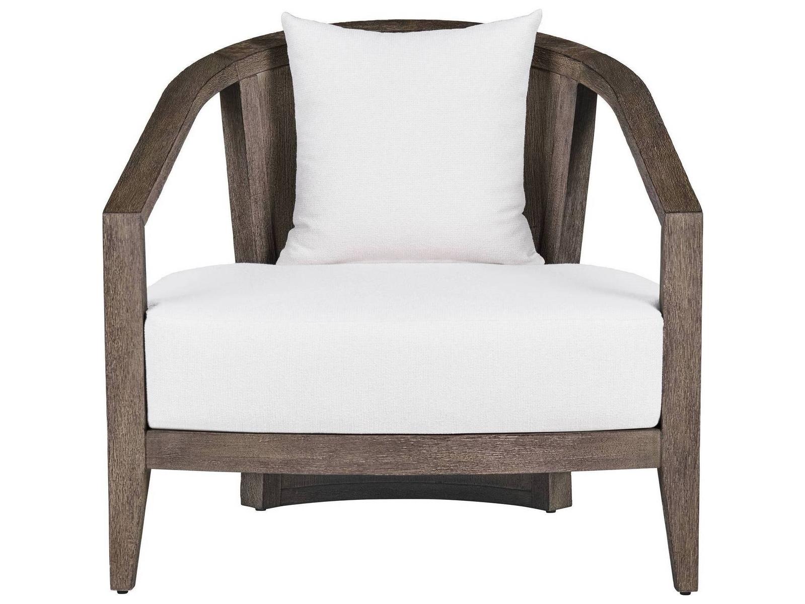 Arteriors Outdoor Sobek White Brown Wood Cushion Lounge Chair