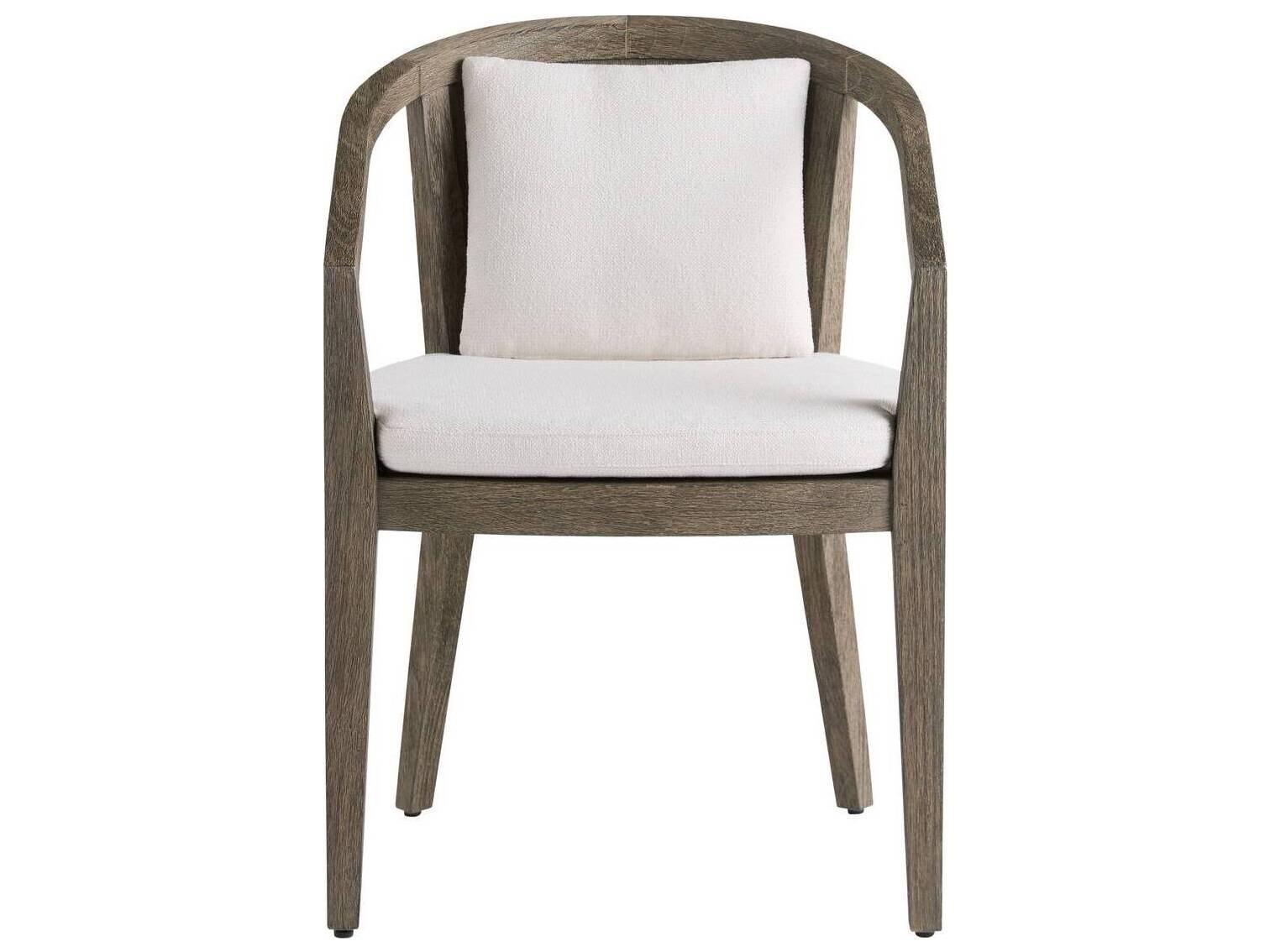 Arteriors Outdoor Sobek White Brown Wood Cushion Dining Chair