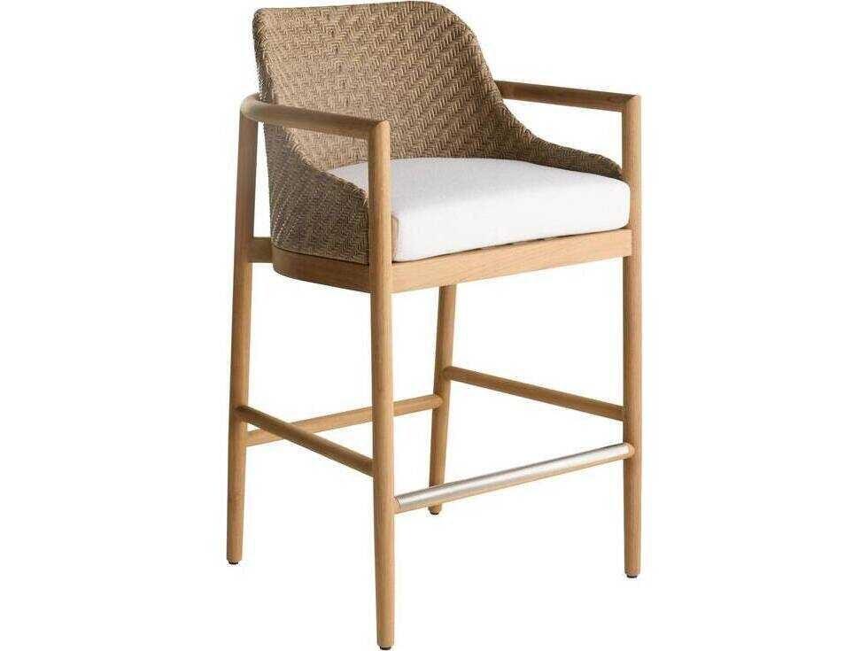 Arteriors Outdoor Chilton Pearl Wood Cushion Bar Stool
