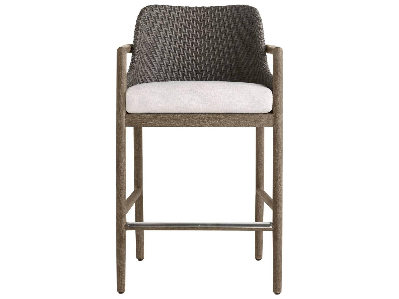 Arteriors Outdoor Chilton White Gray Wood Cushion Bar Stool