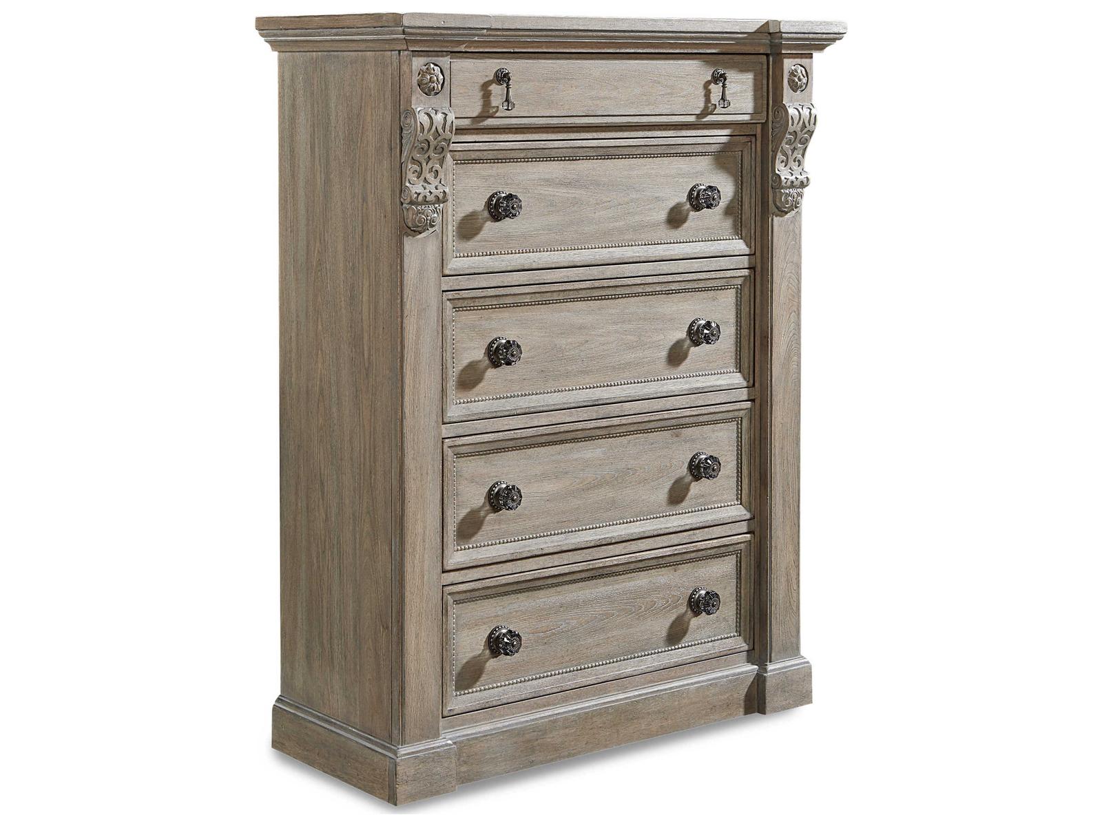A.R.T. Furniture Arch Salvage 5-Drawers Parch Brown Elm Wood Accent Chest