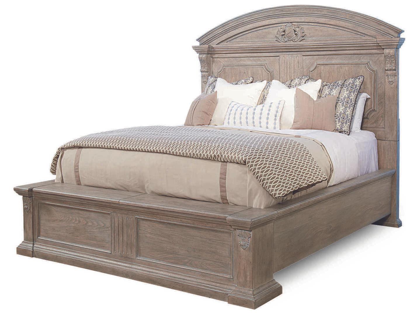 A.R.T. Furniture Arch Salvage Parch Brown Elm Wood King Panel Bed
